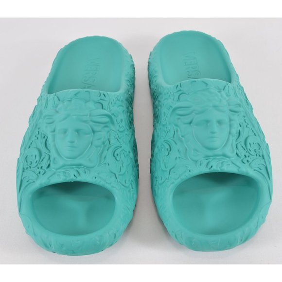 NEW Versace Men\'s BAROQUE MEDUSA Turquoise Rubber Pool Slides Sandals Size 44 11 main image 10